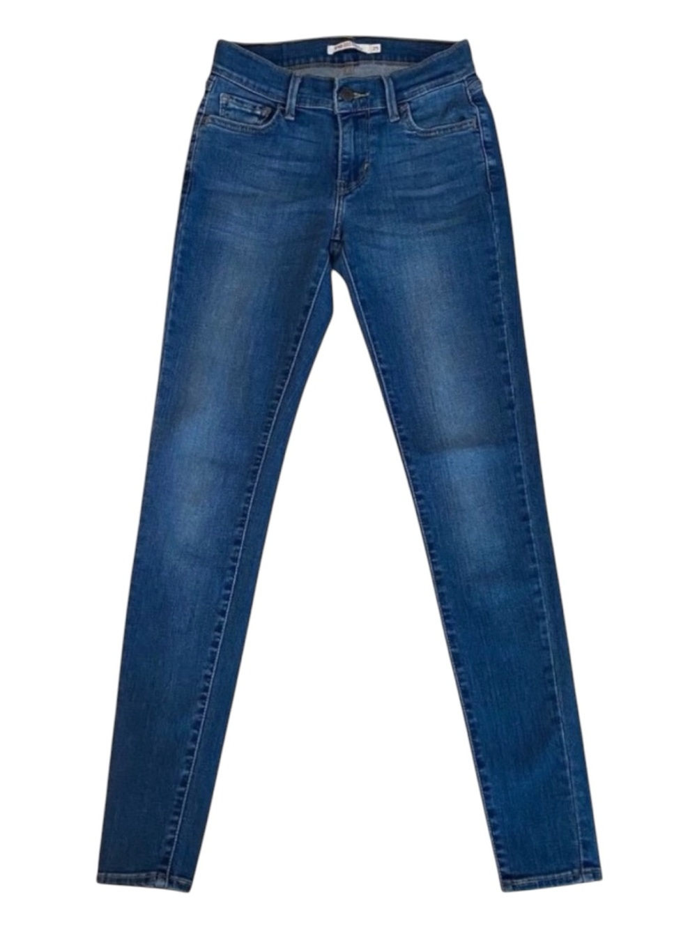 Levis Womens 710 Super Skinny Jeans mid rise Size 25 Blue Denim Stretch